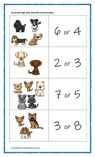 Dog Math Worksheets - Give a Dog a Bone Counting Activities – sample page 4