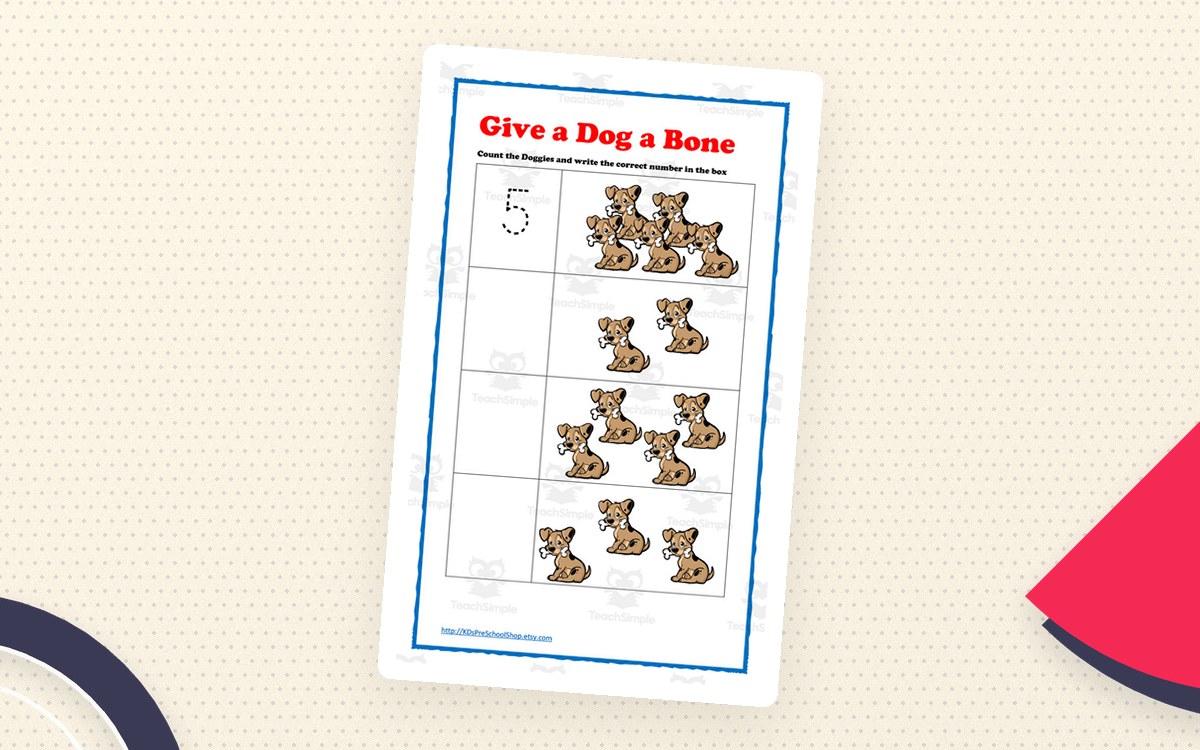 Give a Dog a Bone – Dog-Themed Math Worksheets teaching resource preview