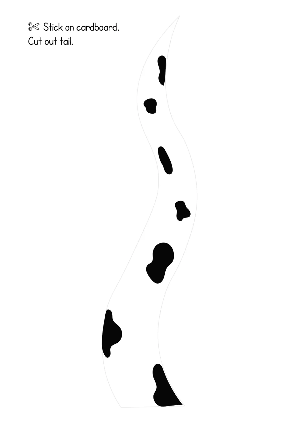 Dalmatian tail cut-out piece to stick on cardboard and attach to the far end of the box so it shows above the head