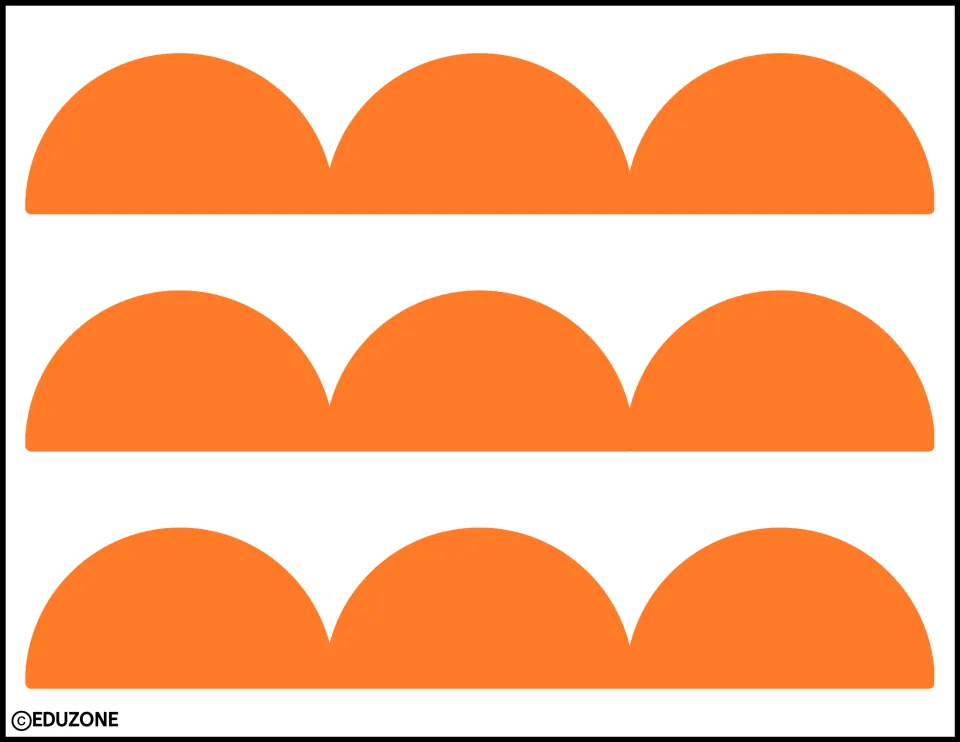 Orange scalloped trim: three strips of large half-circle scallops to cut out and edge the top or bottom of a display
