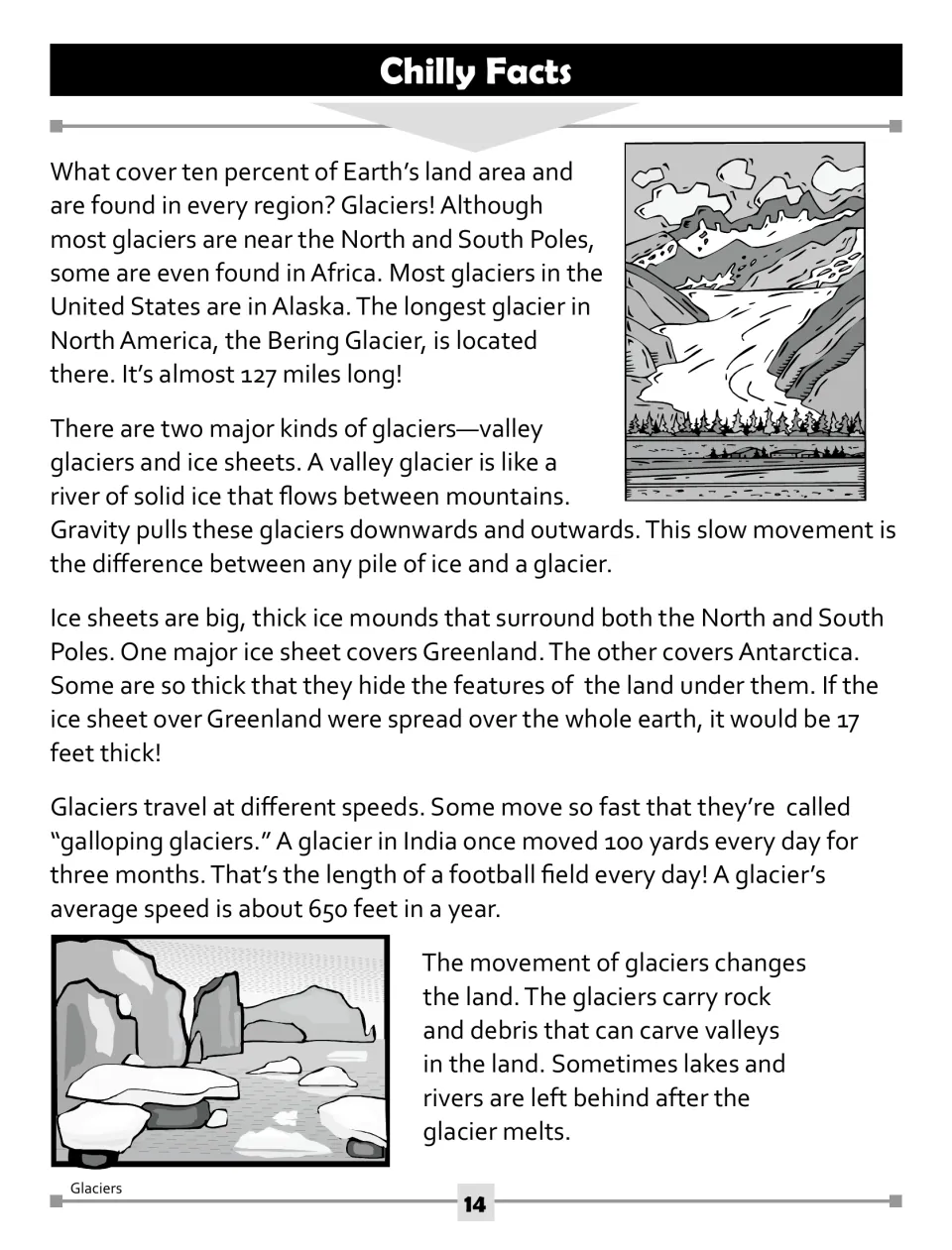 Glacier reading passage, part 1: locations, valley glaciers, ice sheets, movement, and changes to land
