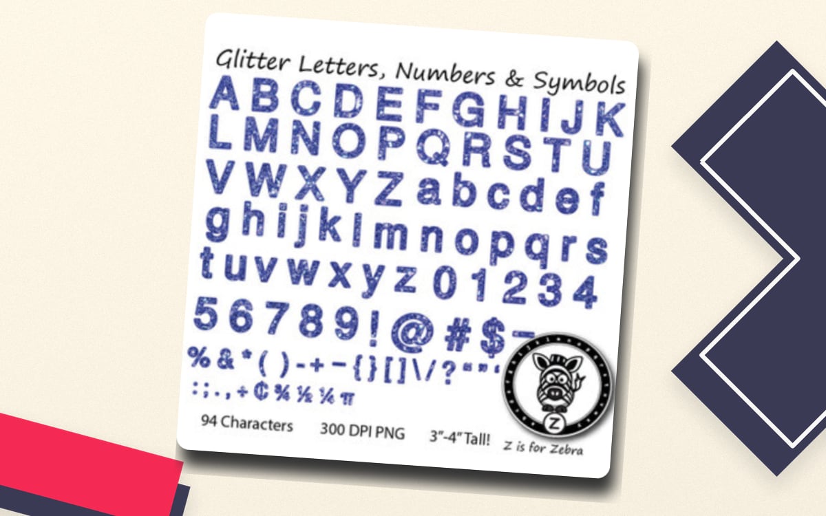 Glitter Letters, Numbers & Symbols - Dark Blue Glitter preview