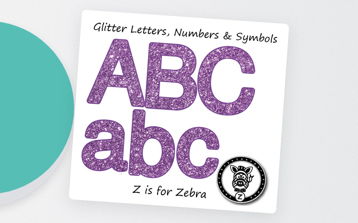 Glitter Letters, Numbers & Symbols - Purple Glitter preview