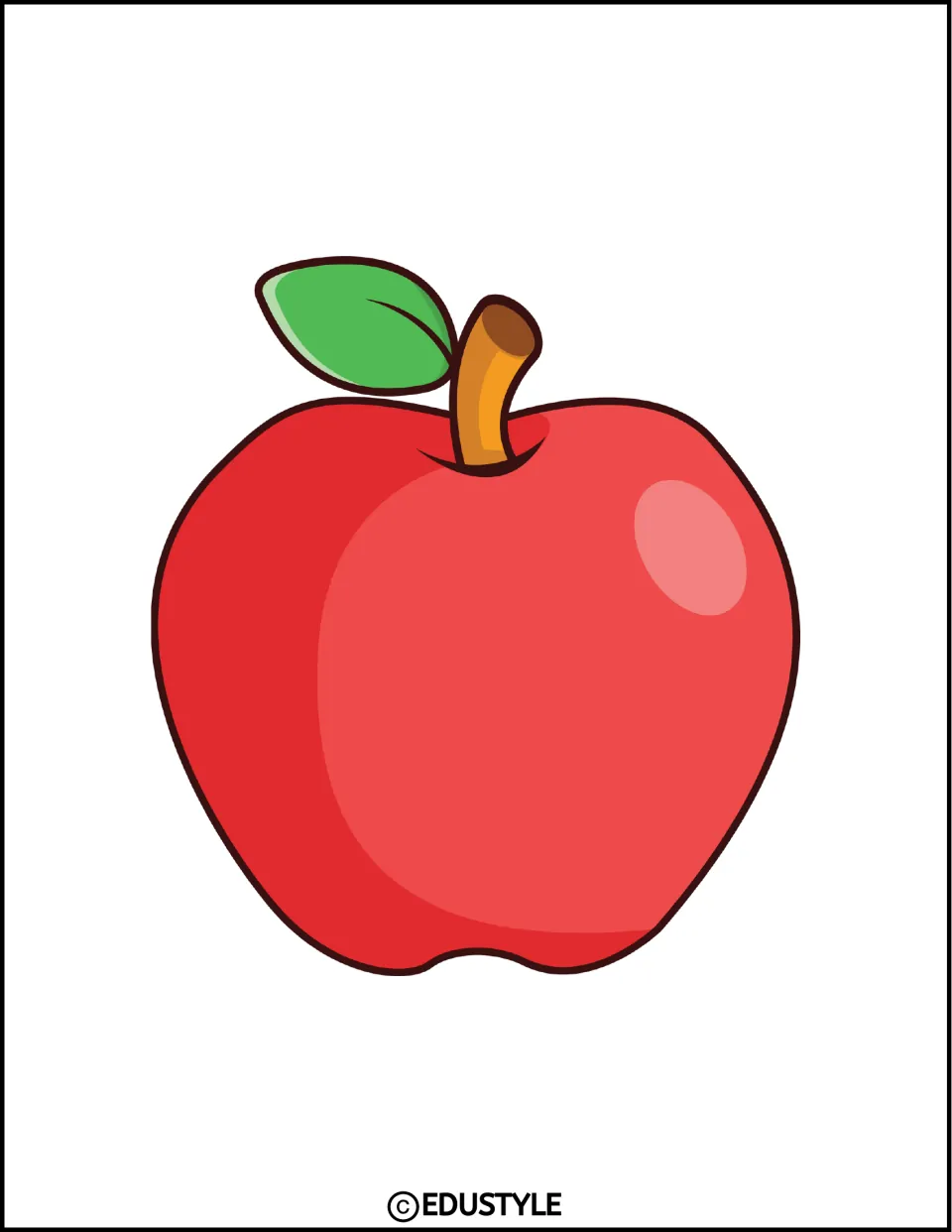 Small red apple with a green leaf pointing left, one of the back-to-school kit’s classroom decor pieces