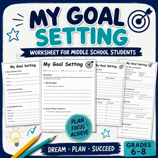 Goal Setting template Worksheet for Middle School Students – cover