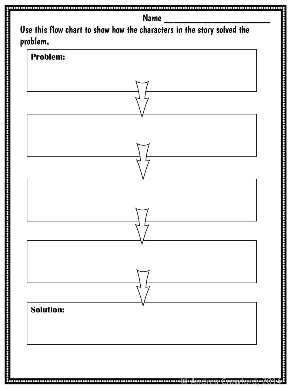 Story problem and solution flow chart: students trace step by step how the characters solved the problem