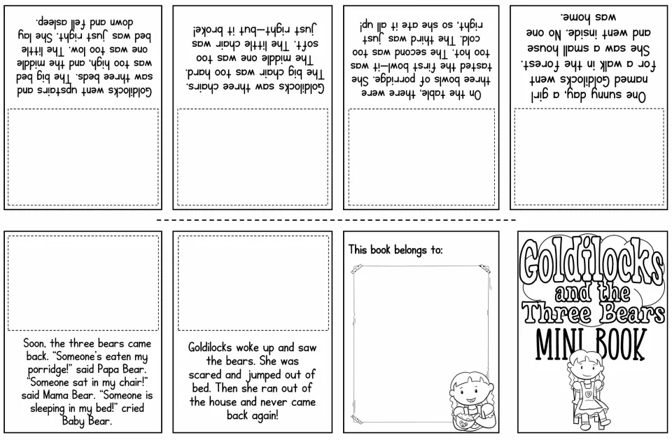 Goldilocks mini book with empty picture spaces: students read each page and draw or paste a matching illustration