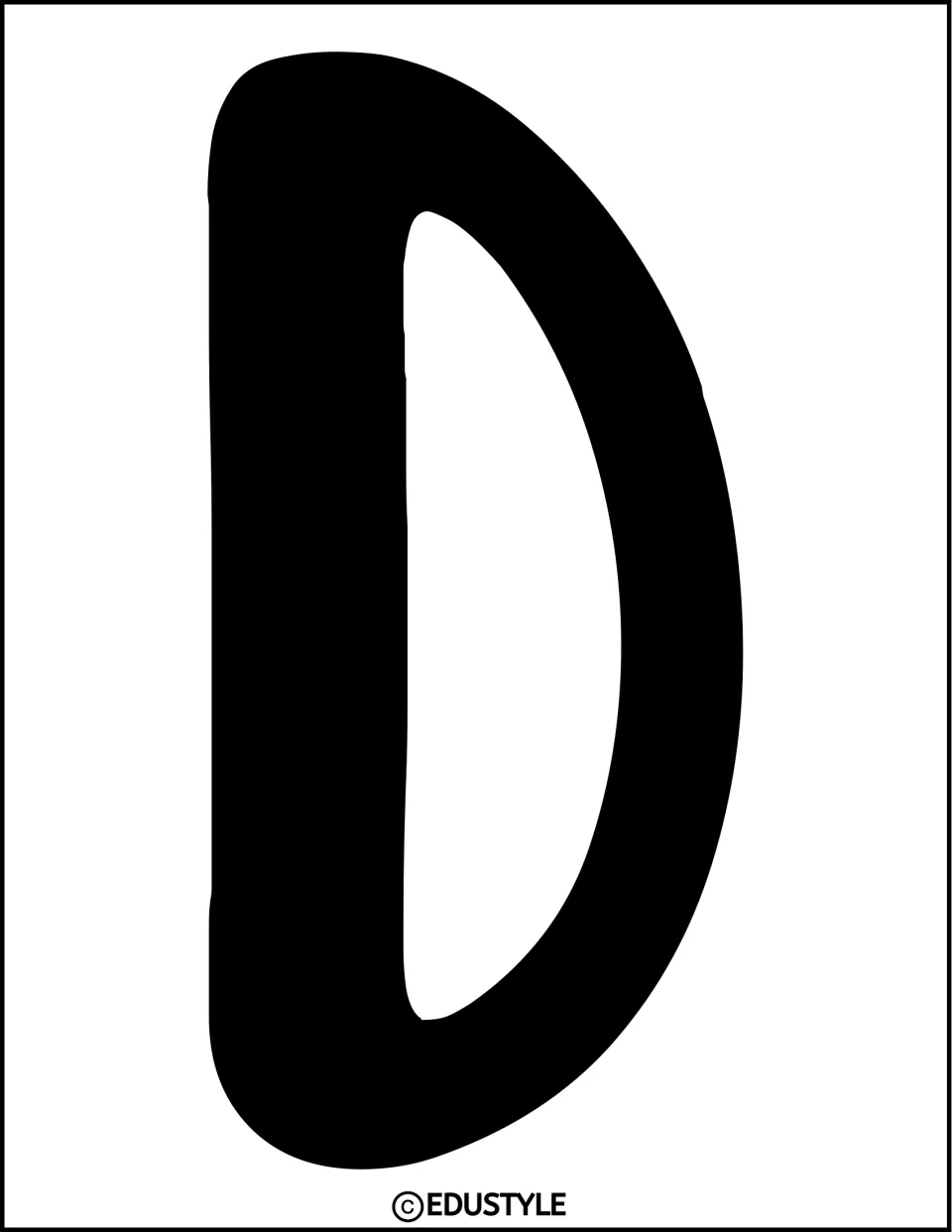 Solid black uppercase D, a display letter for the kit's end-of-year bulletin board or classroom door decor