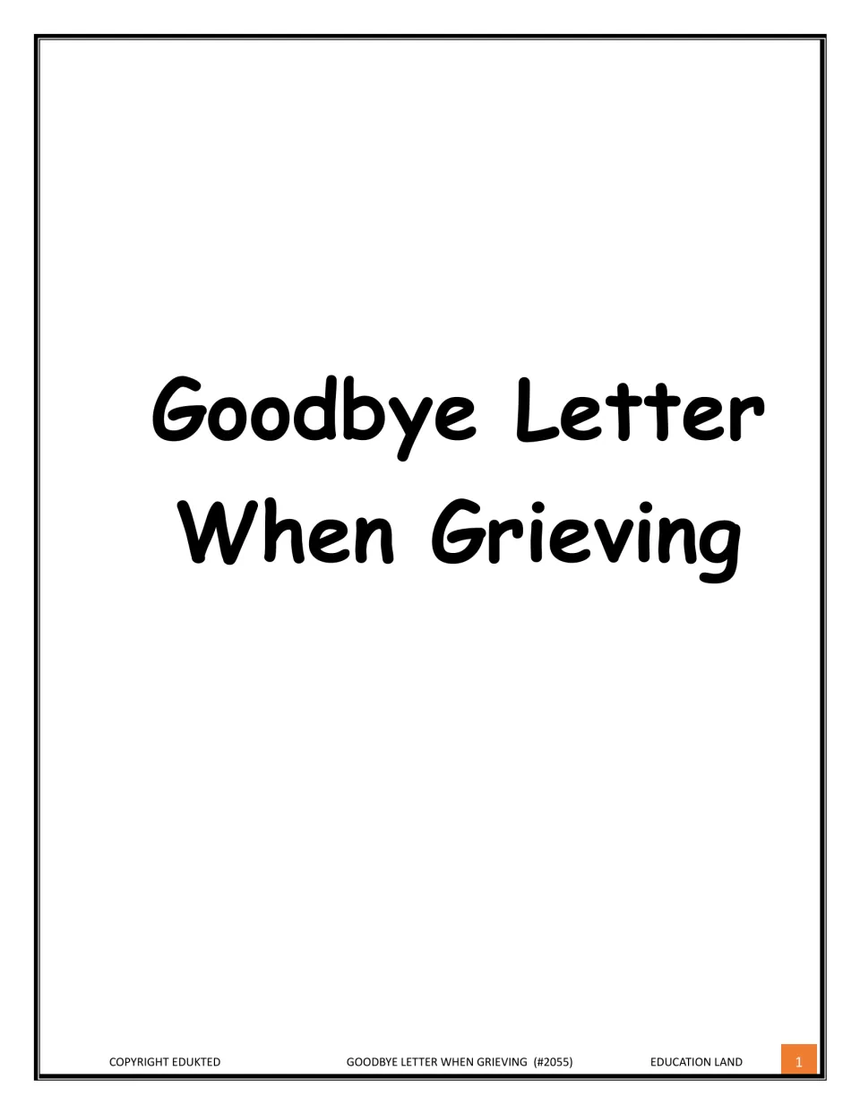 Cover reading Goodbye Letter When Grieving, the title of a guided farewell letter for writing through feelings of loss