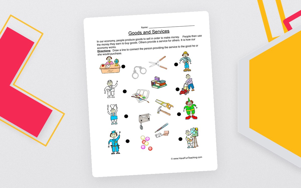 Goods and Services Worksheet preview: Economy and service introduction