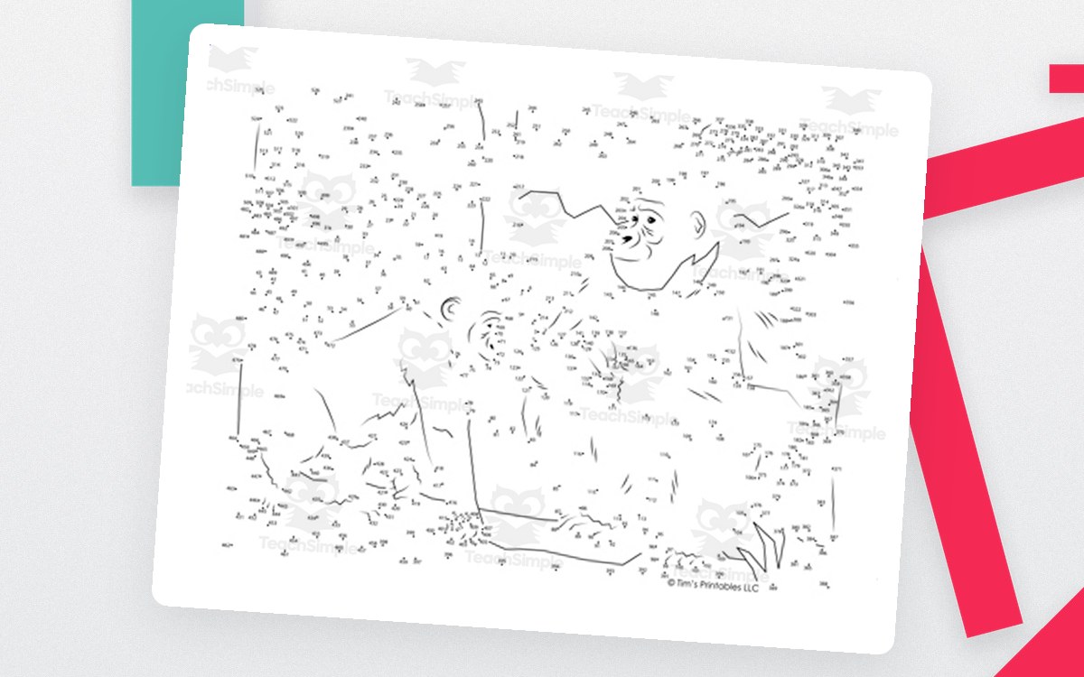 Gorilla Dot-to-Dot PDF preview: Gorilla numeral field across 3 pages