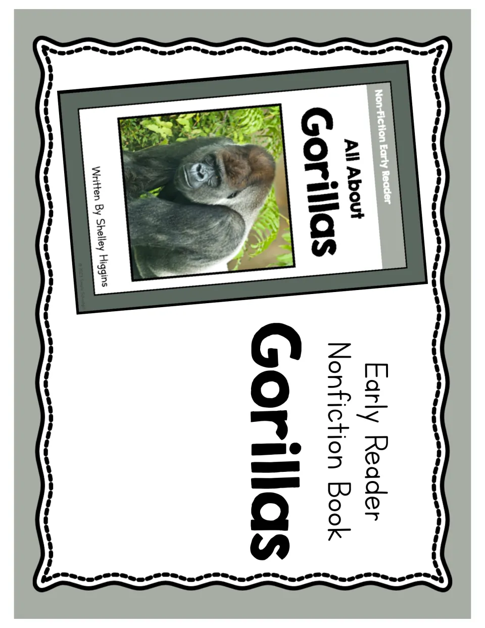 Reading resource cover labeled 'Early Reader Nonfiction Book Gorillas' with a sample booklet cover