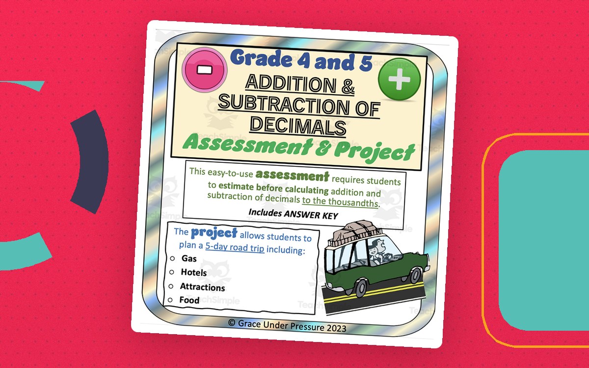 Gr 4 and 5 Math: Adding and Subtracting Decimals Quiz and Project teaching resource preview