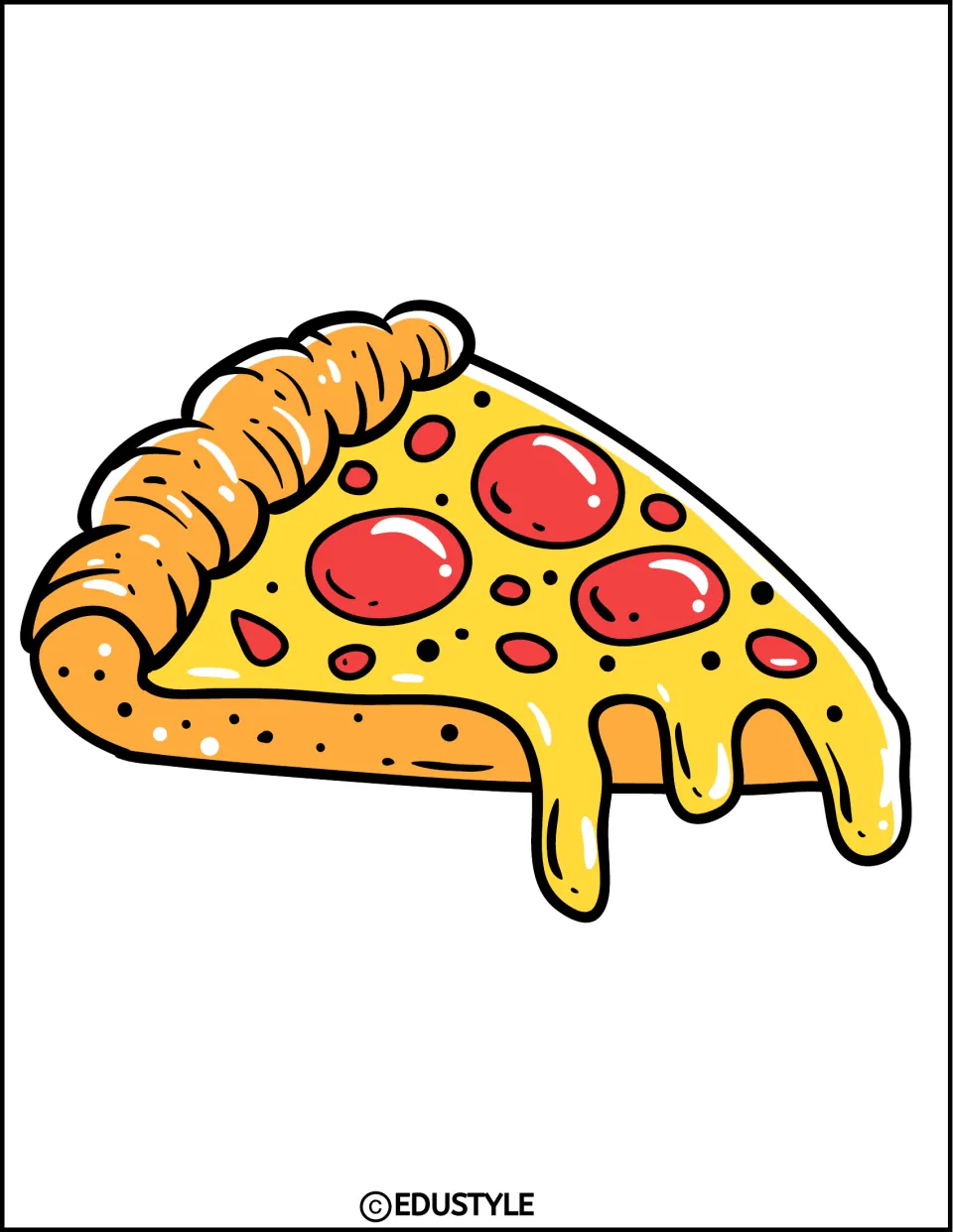 Pizza-slice decoration for the bulletin board and door kit, with pepperoni, dripping cheese, and a right-facing tip