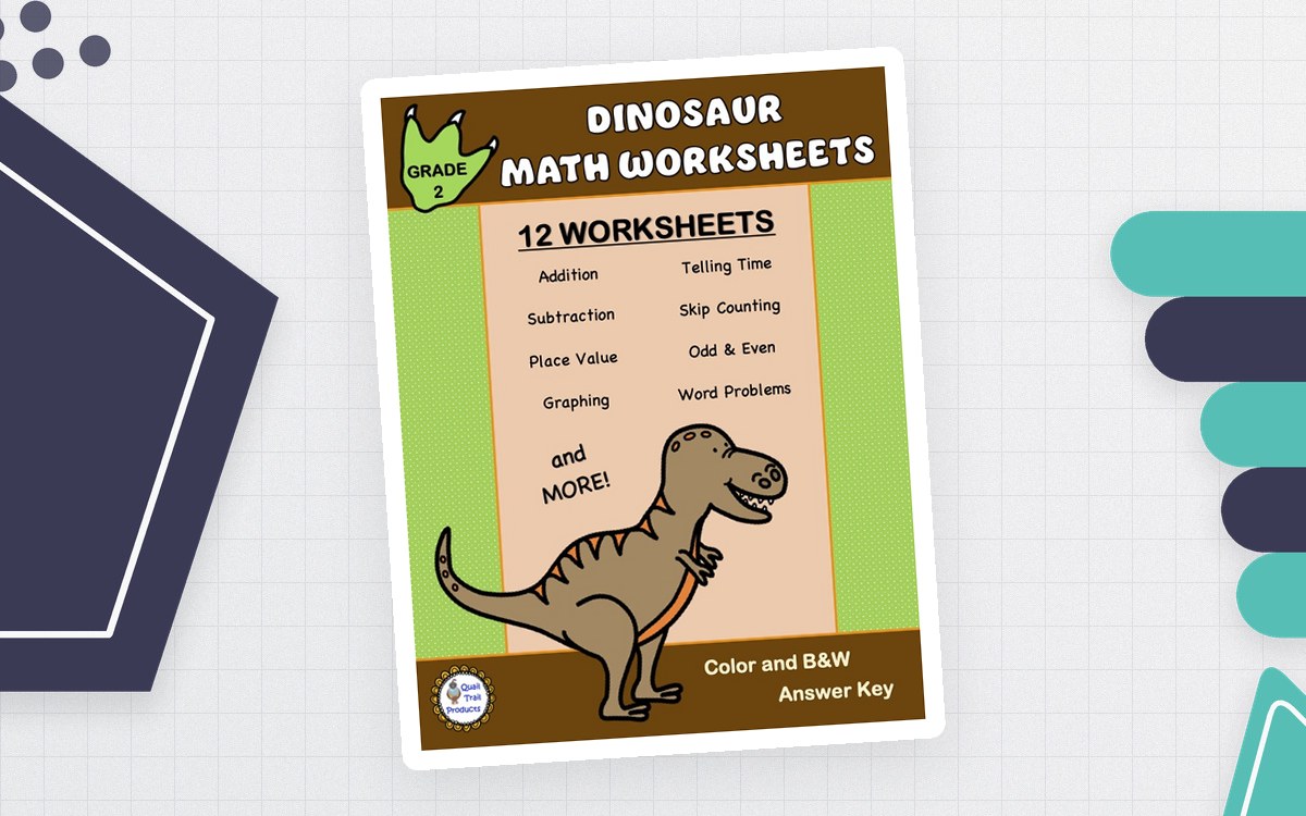 Grade 2 Math Worksheets – Dinosaur-Themed Set preview