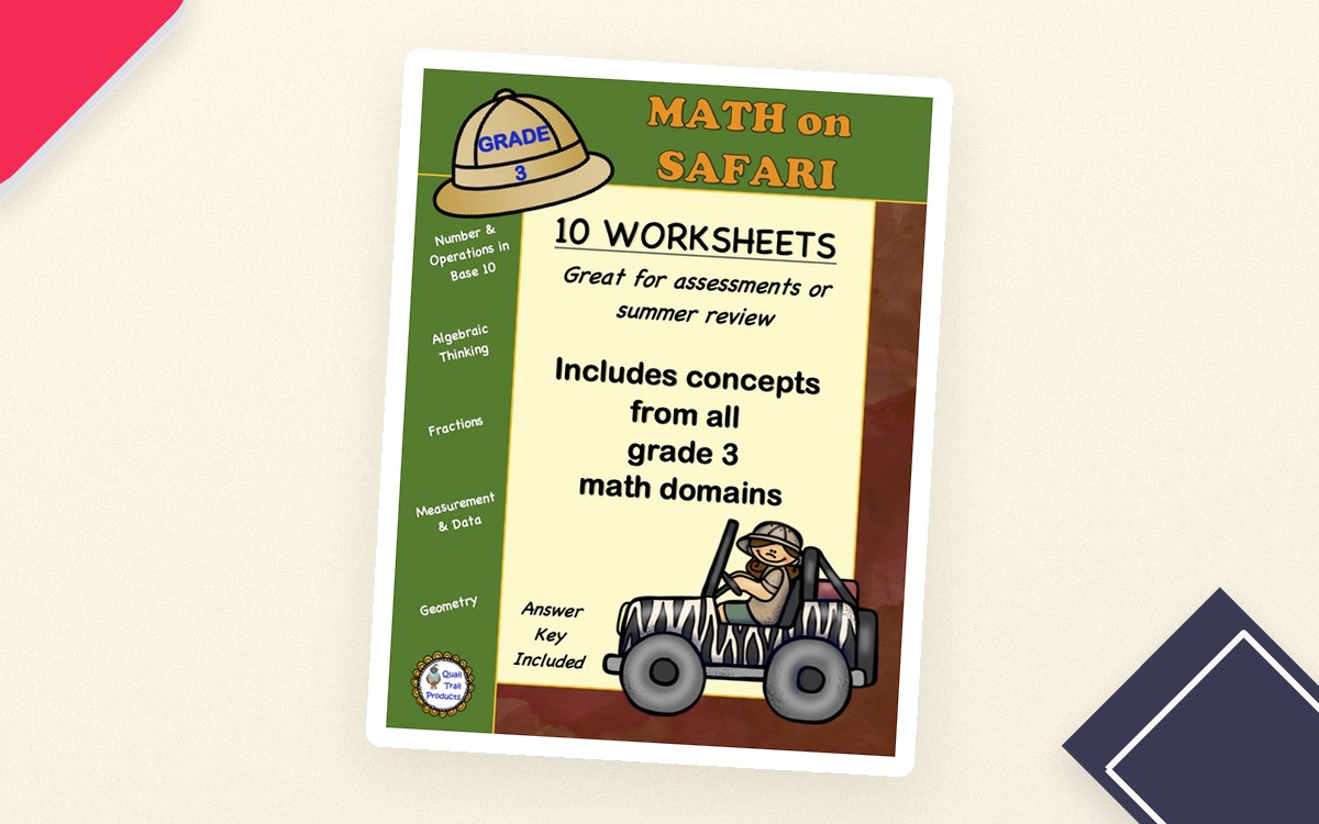 Grade 3 MATH Worksheets for ALL DOMAINS | Safari Theme teaching resource preview