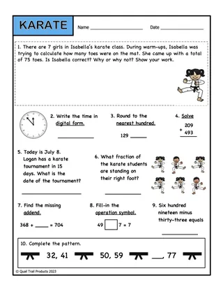 Grade 3 Math Worksheets - Sports Theme – preview 1
