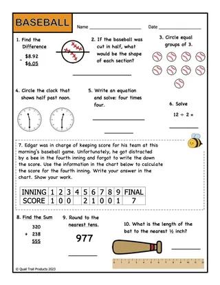 Grade 3 Math Worksheets - Sports Theme – preview 3