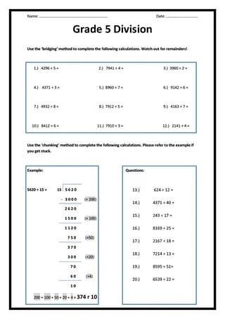 Grade 5 Division Worksheet – cover