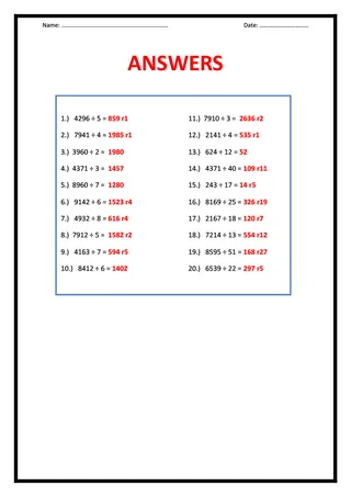 Grade 5 Division Worksheet – sample page 2