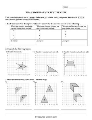 Grade 6 Transformations Review and Test – cover