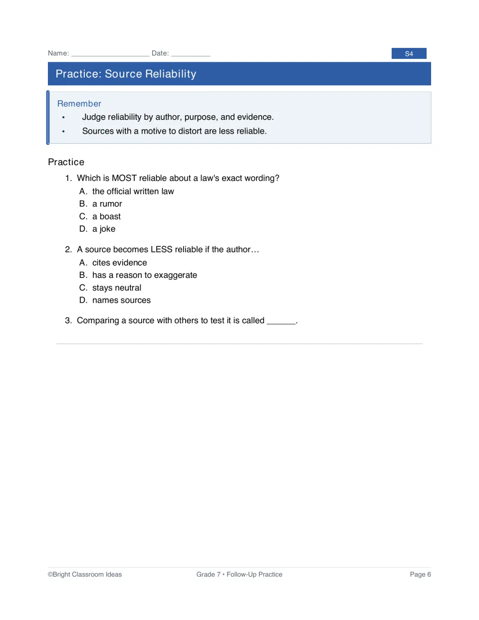 S4 source reliability practice: a review and three questions about laws, exaggeration, and corroboration