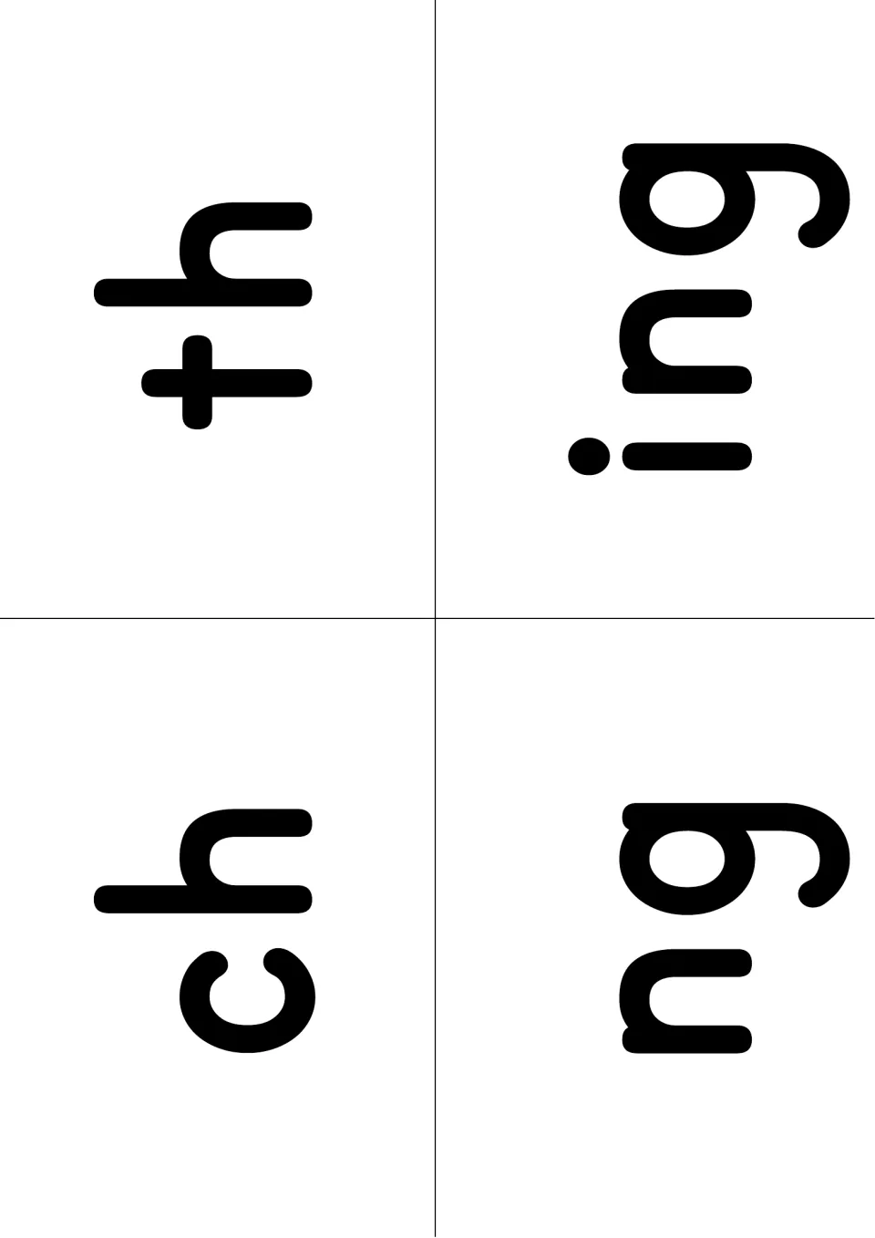 Digraph flashcards for th, ing, ch and ng in large black lowercase letters, printed sideways for cutting apart