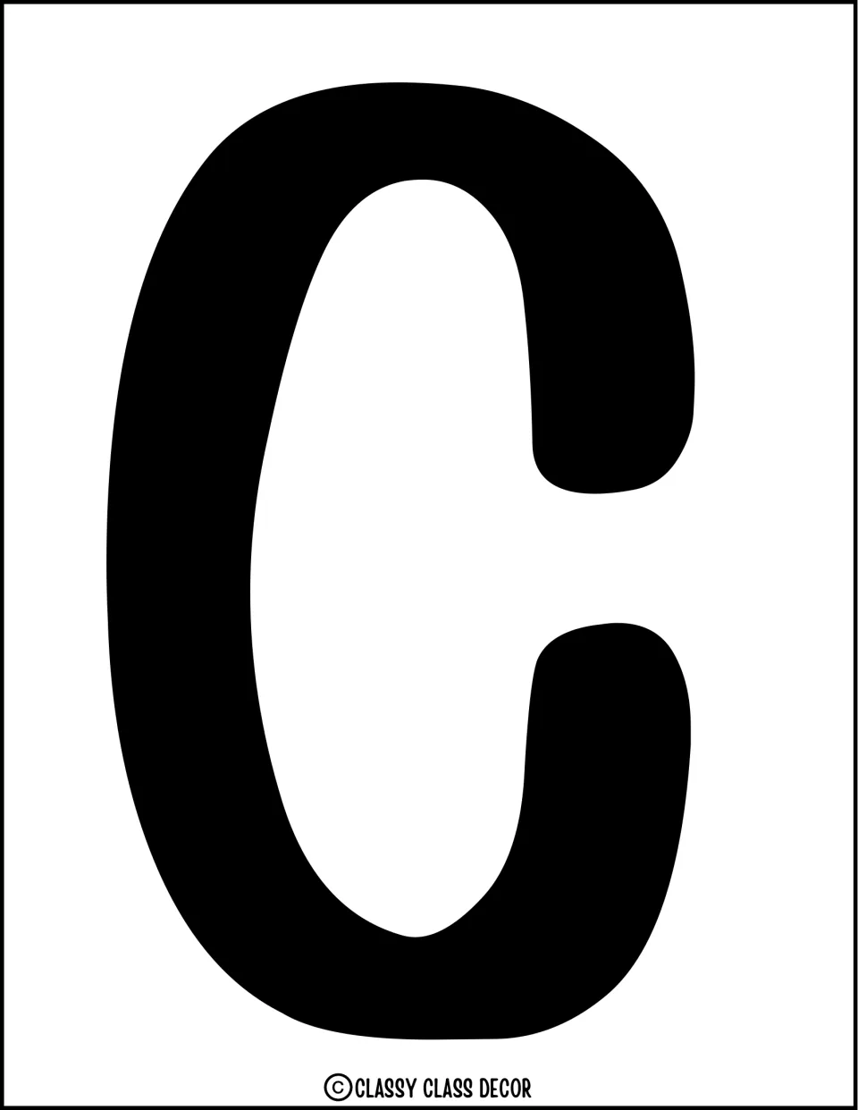 Solid black letter C for the graduation bulletin board or door display, part of the Class Of 2024 title