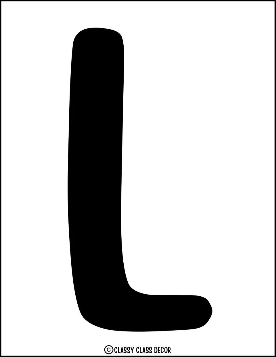 Solid black letter L for the graduation bulletin board or door display, the second letter in Class