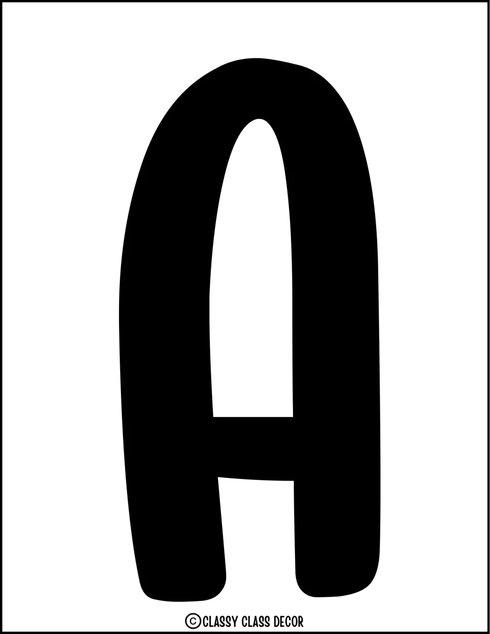 Solid black letter A for the graduation bulletin board or door display, the third letter in Class