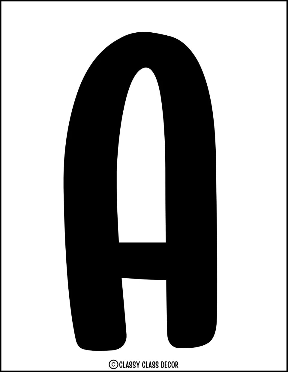 Solid black uppercase A, an individual cutout letter for the graduation bulletin board or door display