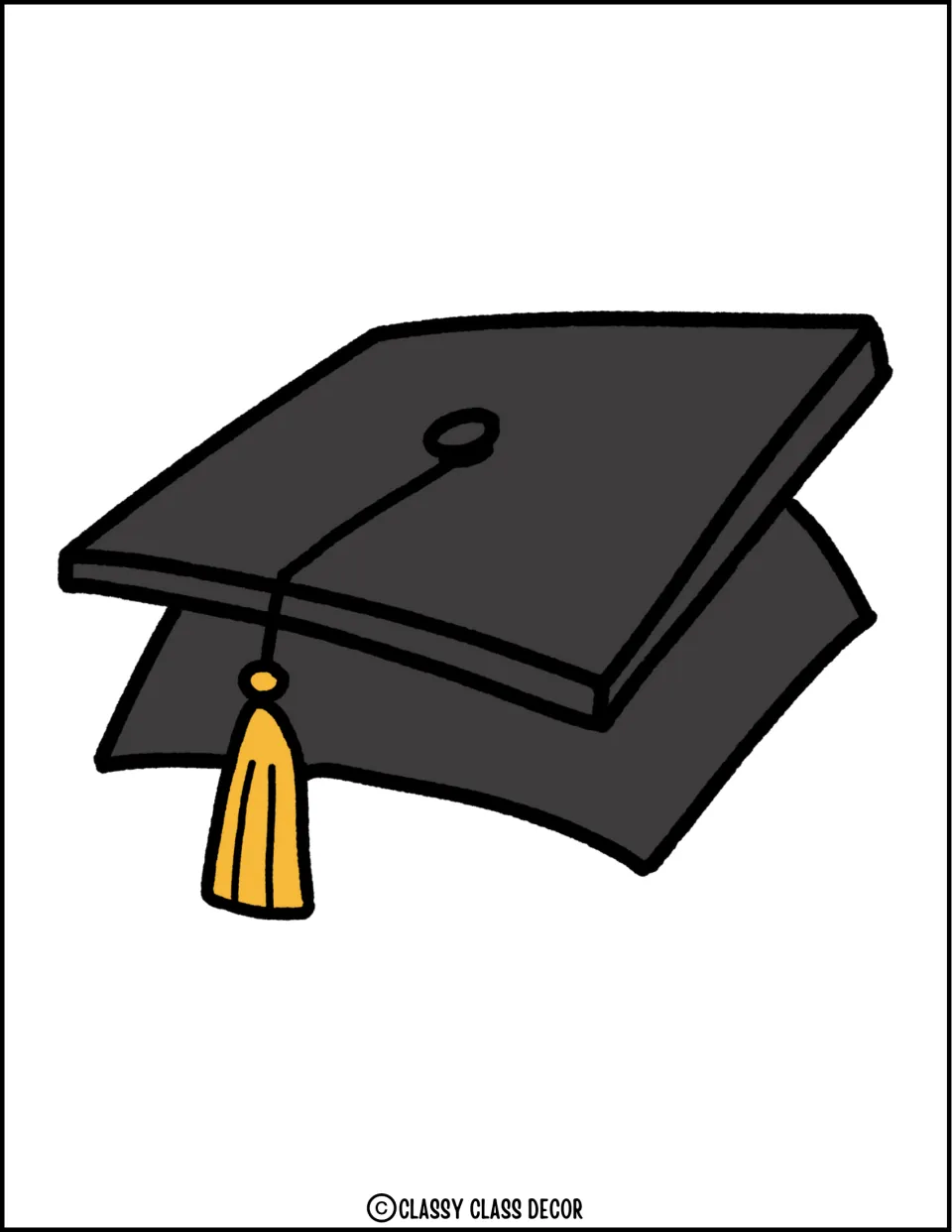 Graduation bulletin board and door decor cutout: one large dark gray mortarboard cap with a yellow tassel
