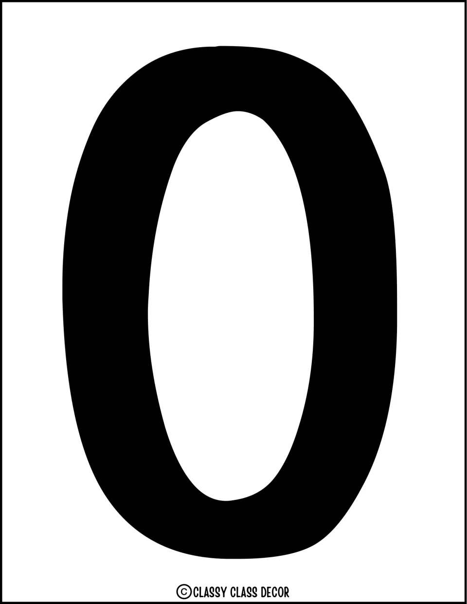 Graduation banner letter O: one full-page black bubble letter to print and cut out for the Oh, The Places headline