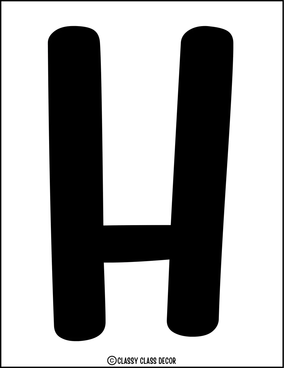 Graduation banner letter H: a full-page solid black bubble letter to cut out and pin up as part of the display headline