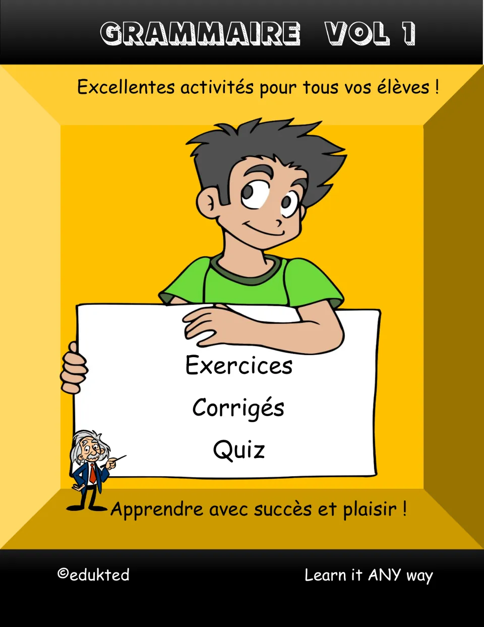 Cover of Grammaire, vol 1, a French grammar workbook featuring exercises, answer keys, and quizzes