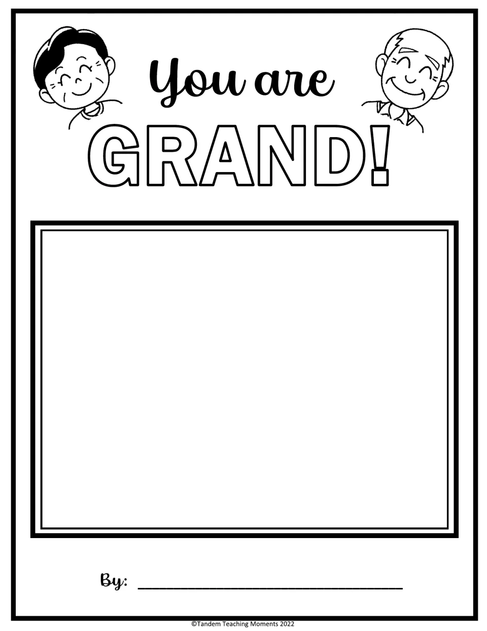 Personalized Grand book cover reads 'You are GRAND!' and provides space for a portrait and the child's name.