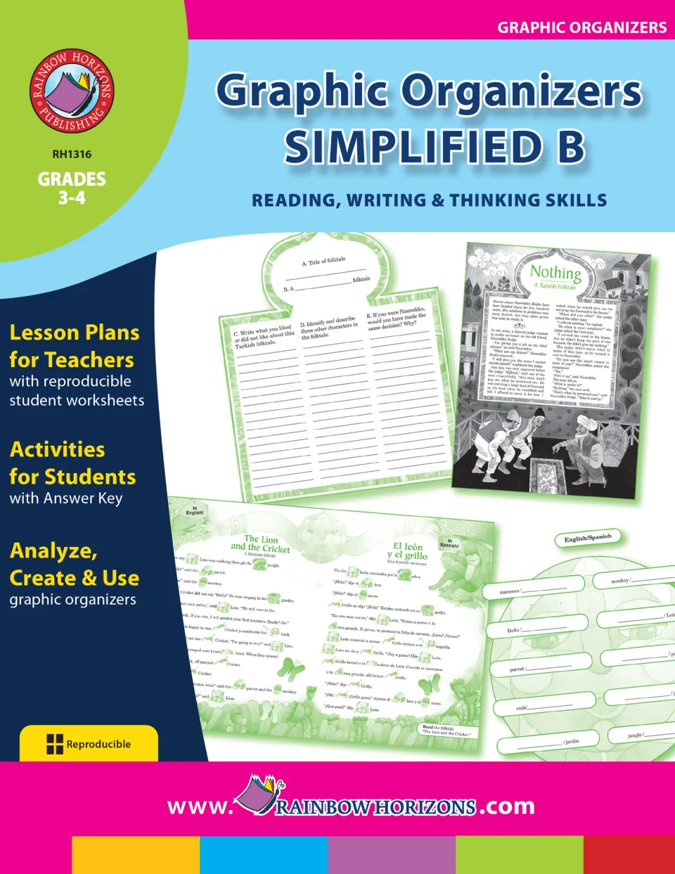 Graphic Organizers Simplified B cover, Grades 3-4: lesson plans, student worksheets and activities with answer key