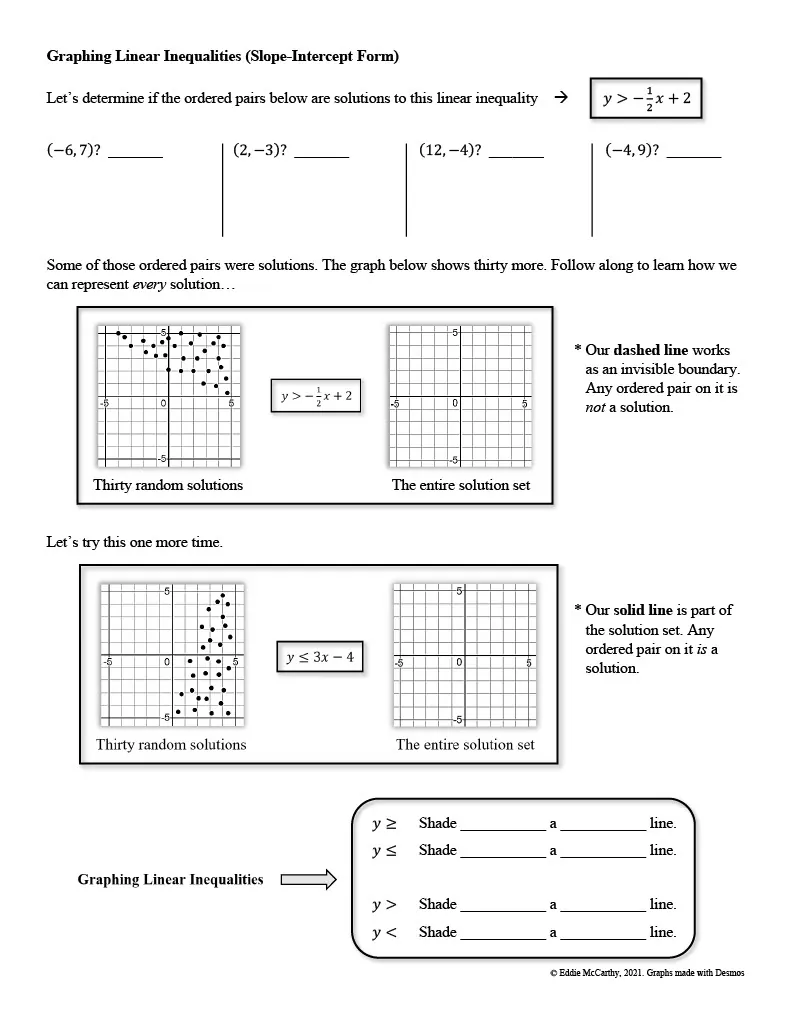 Graphing Linear Inequalities — Guided Notes & Homework – cover
