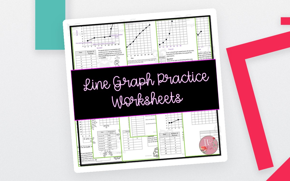 Graphing Practice Worksheets preview: Line graph info sheet (title, axes, units, scale)