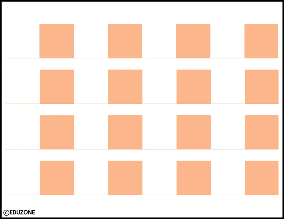 Orange checkered trim: four strips of alternating peach and white squares to cut out as edging for a door or board