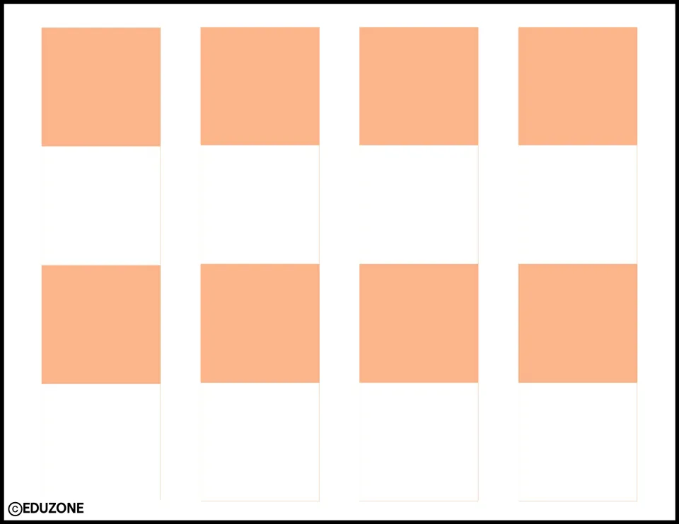 Orange checkered trim pieces: four vertical strips of peach and white squares to cut out for display edging