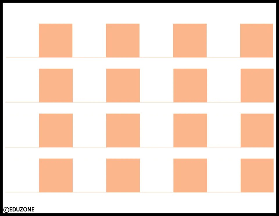 Autumn display trim: four thin printable strips topped with spaced peach squares, ready to cut apart and tape end to end