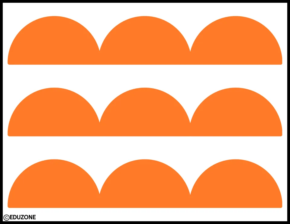 Bright orange scalloped trim for an autumn bulletin board: three strips of three large scallops each to cut out and link