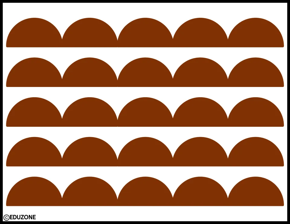 Brown mini scallop strips for Thanksgiving decor: five rows of five small scallops each to cut out and tape around a door