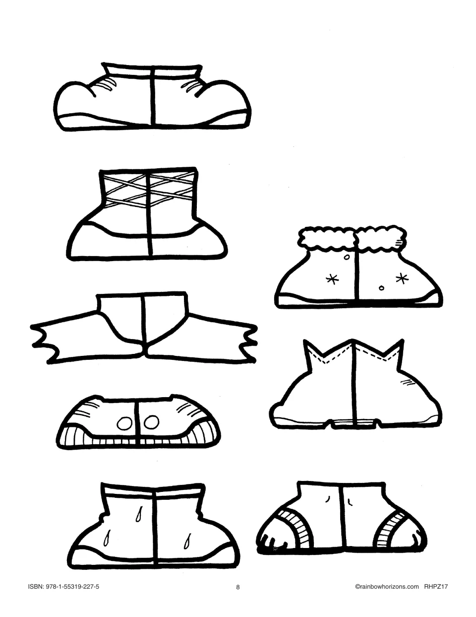 'Whose Shoes?' matching pieces: 8 shoes, including sneakers, winter boots, rain boots and sandals
