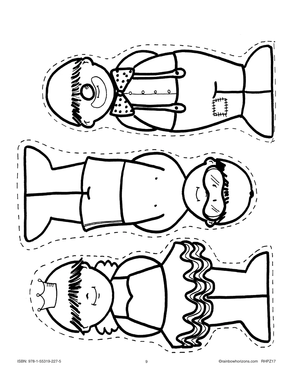'Whose Shoes?' people 1–3 to match to shoes: a clown, a swimmer with goggles and a ballerina with a crown