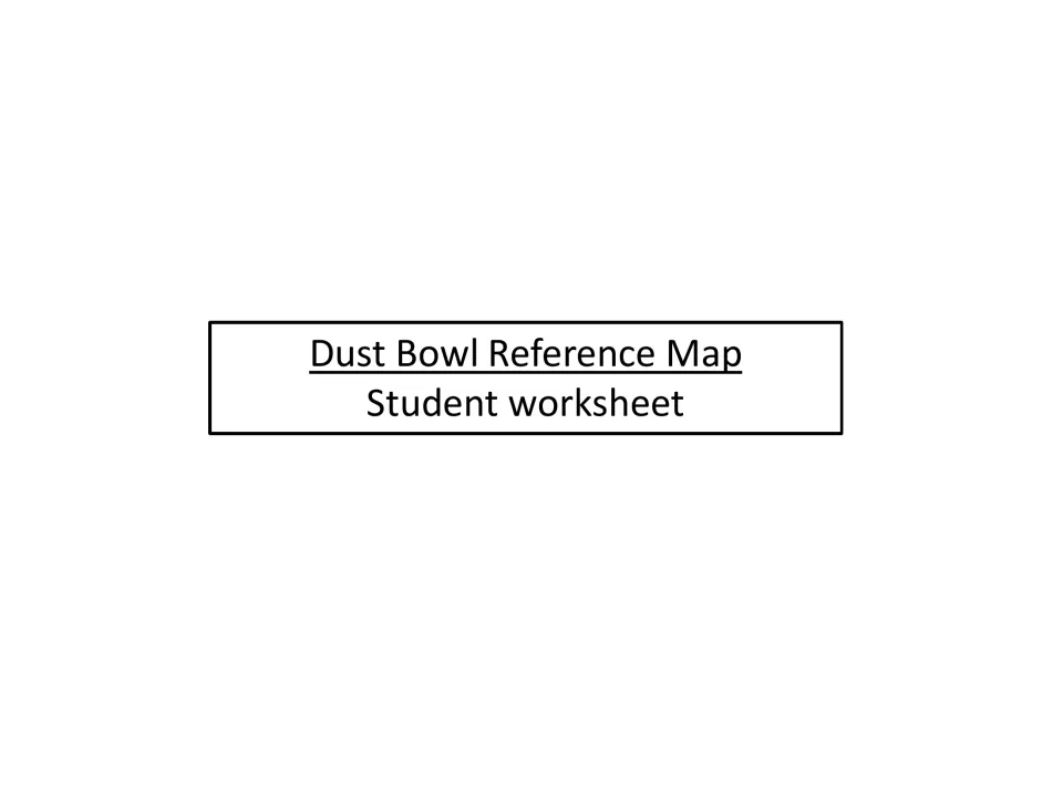 Section cover introduces the Dust Bowl Reference Map student worksheet used for the lesson's map activity.
