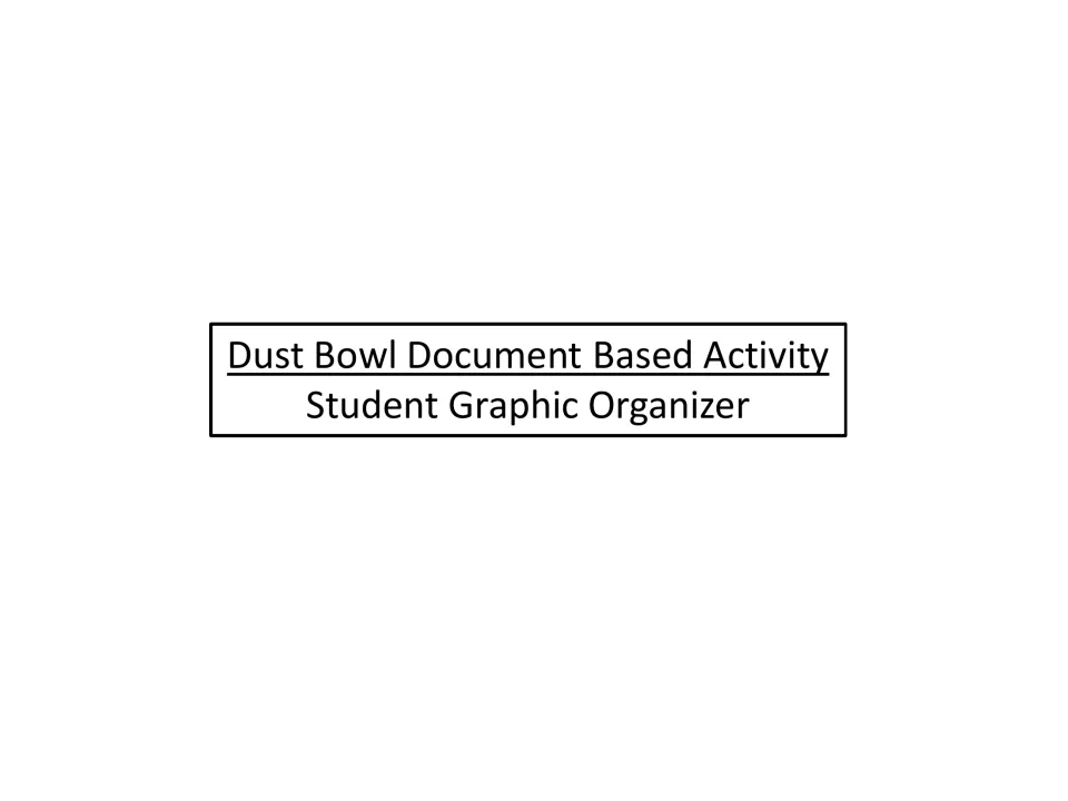 Section cover introduces the student graphic organizer for the lesson's Dust Bowl document-based activity.