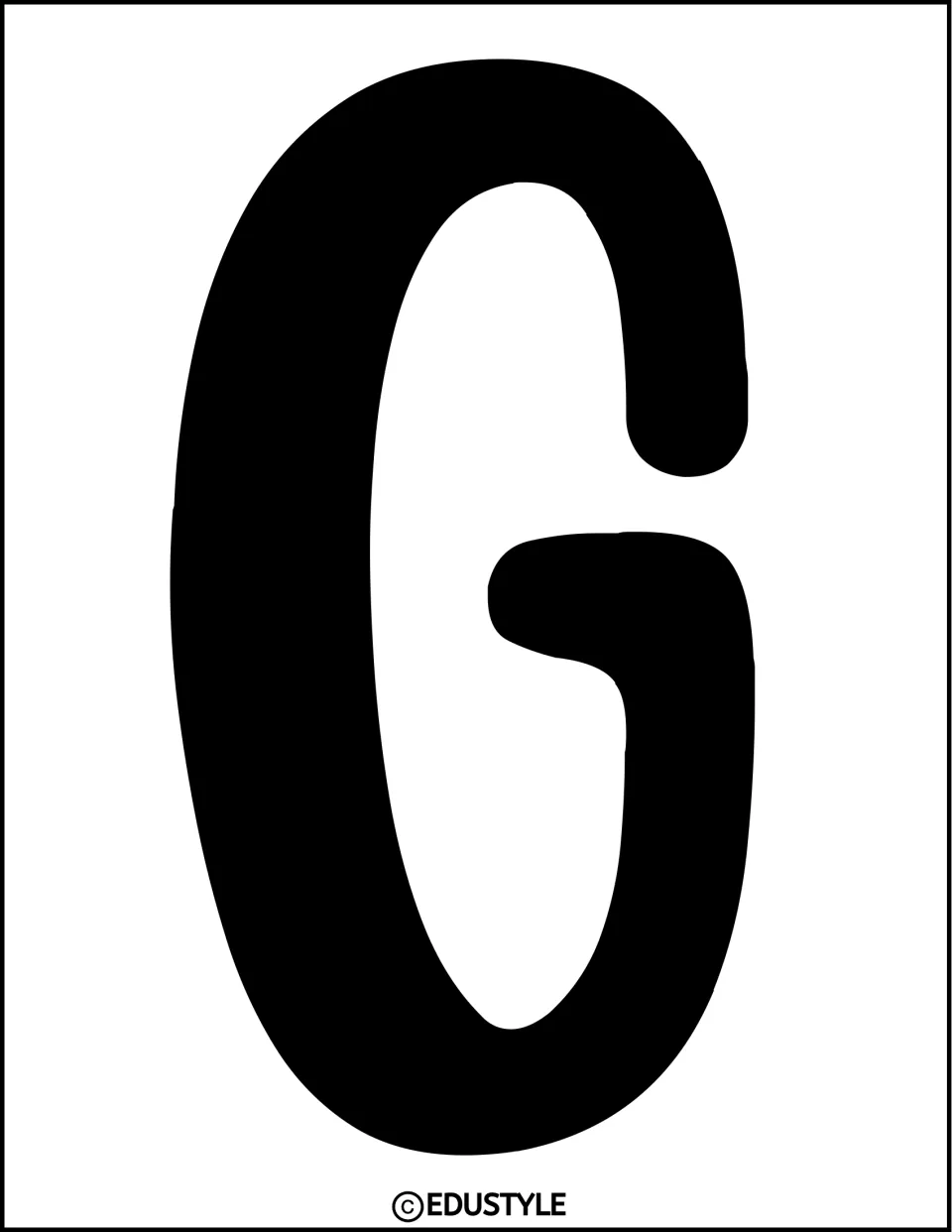 Bulletin board letter G: a full-page black bubble letter to cut out for spelling the display title