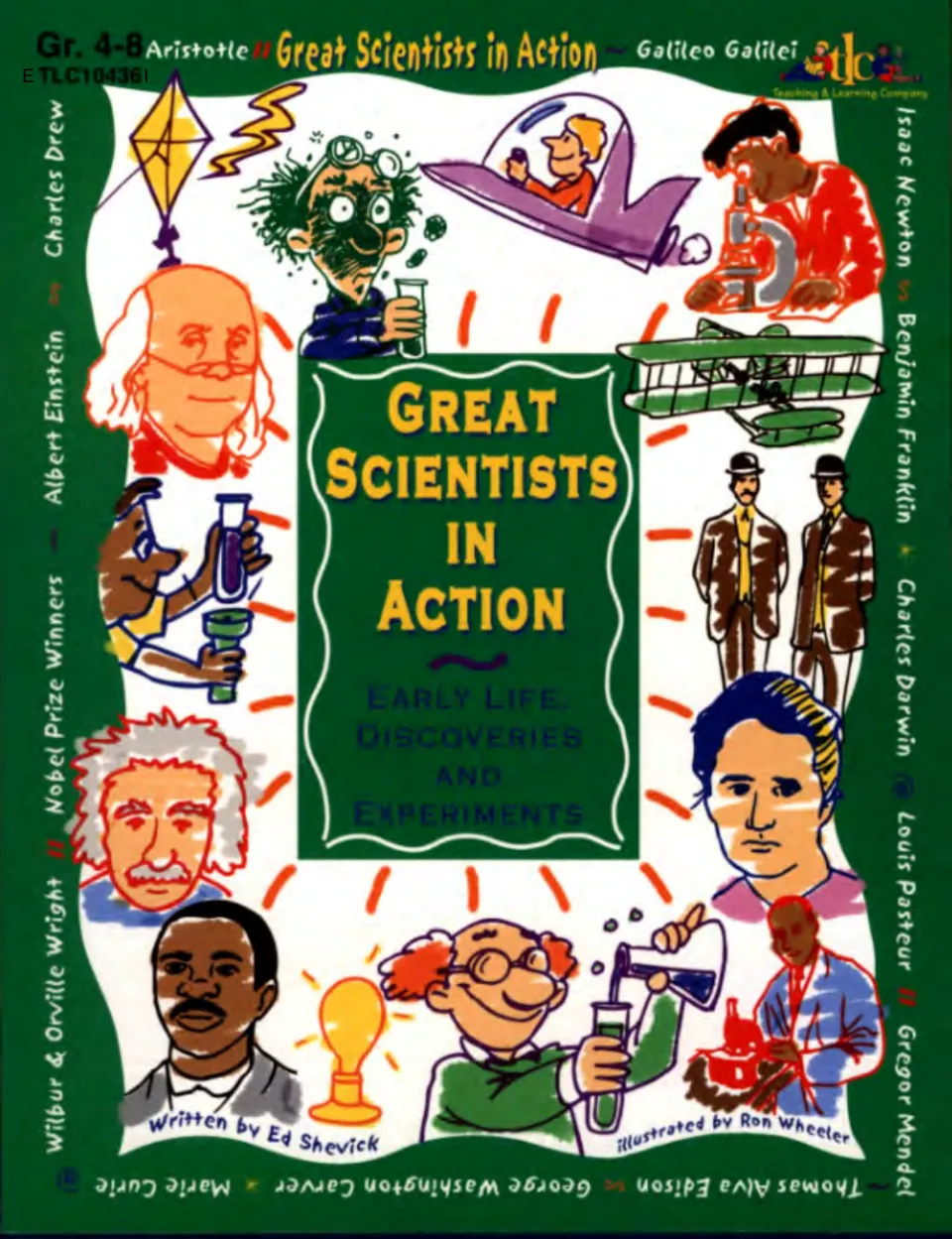 Cover of Great Scientists in Action, a science activity book about early life, discoveries, and experiments